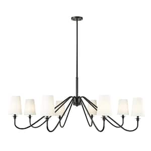 Gianna 8-Light Matte Black Chandelier with White Fabric Shades
