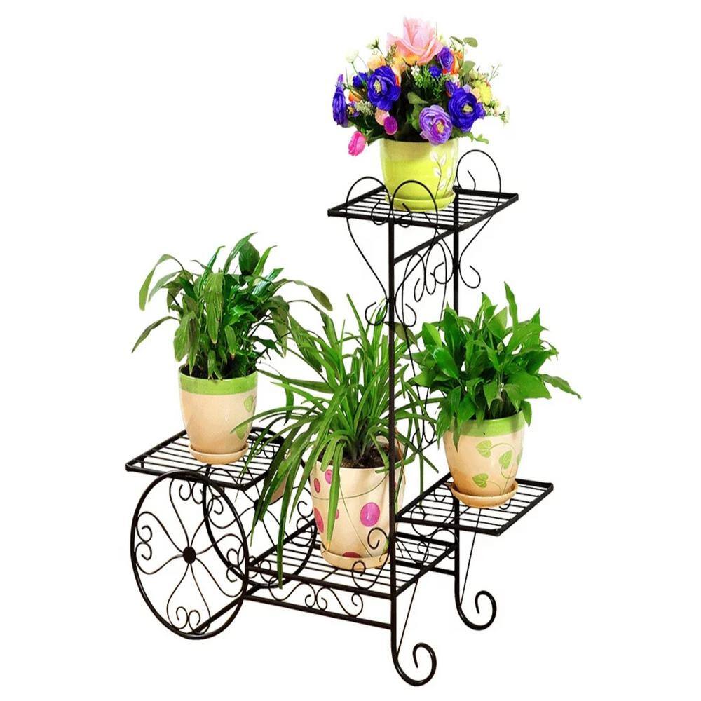 HILINE GIFT LTD. Black and Bronze Finish Garden Statue Plant Stand