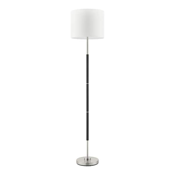 Hampton Bay Baylock 60 in. Beige Torchiere Floor Lamp with Fabric Shade
