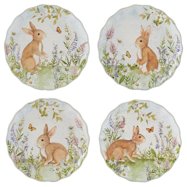 Multi-Colored Easter Meadow Dessert Plates (Set of 4)