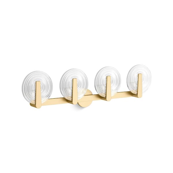 KOHLER Hint 4-Light Brushed Moderne Brass Swirl Glass Wall Sconce