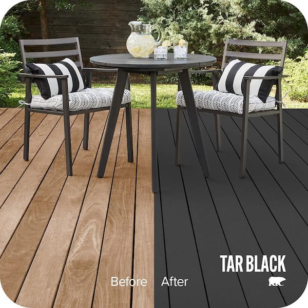1 qt. #PFC-75 Tar Black Solid Color Waterproofing Exterior Wood Stain and Sealer
