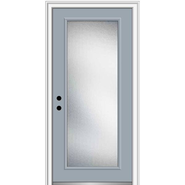MMI Door 32 in. x 80 in. Micro Granite Right-Hand Inswing Full Lite Decorative Painted Fiberglass Smooth Prehung Front Door