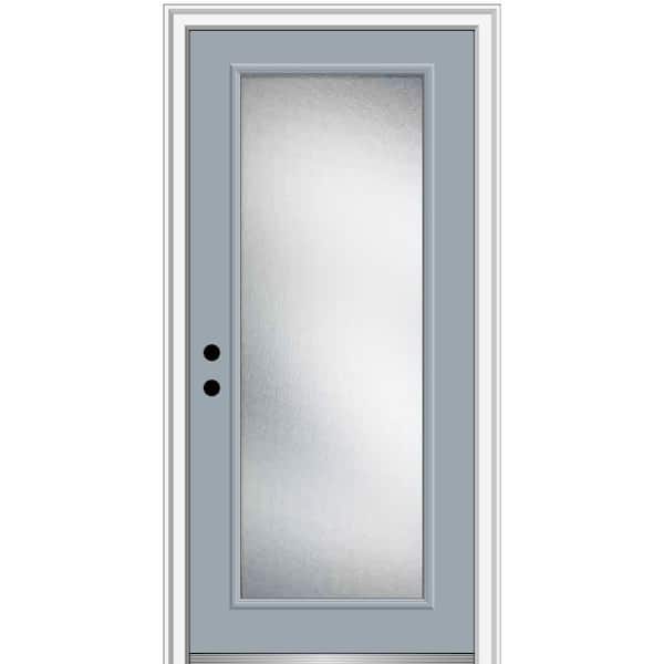 MMI Door 32 in. x 80 in. Micro Granite Right-Hand Inswing Full Lite Decorative Painted Fiberglass Smooth Prehung Front Door