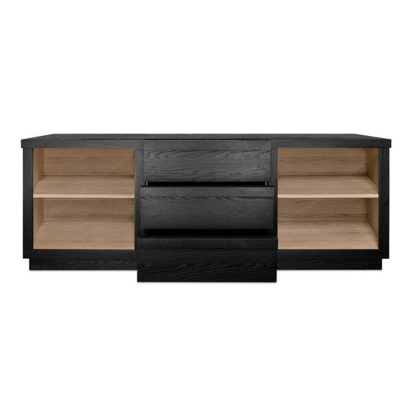 NADAAL STUDIOS Corwin Black and Natural Ash Wood 75 in. Sideboard