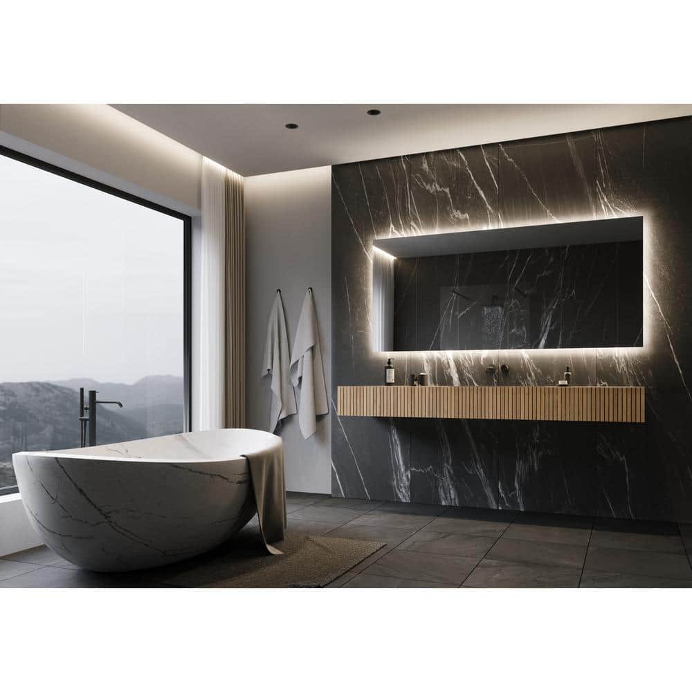Original Backlit 70 in. W x 32 in. H Rectangular Frameless Wall Mounted Bat