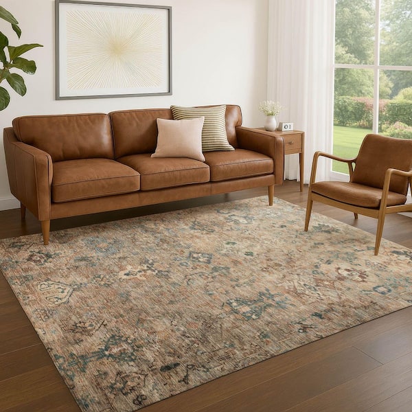 Chantille Machine Washable Indoor/Outdoor Abstract ACN2320 Khaki 9 ft. x 12 ft. Area Rug