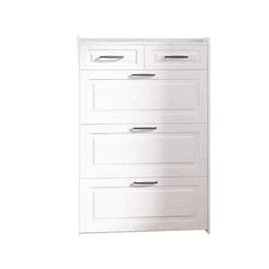 31.5 in. W x 9.25 in. D x 47.24 in. H White Linen Cabinet Shoe Cabinet with 3 PVC Doors 2-Drawers