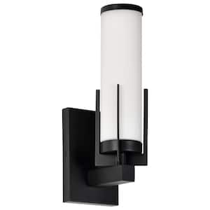 Roselle 4.5 in. 1-Light Matte Black Contemporary Vanity Light with White Glass Shade