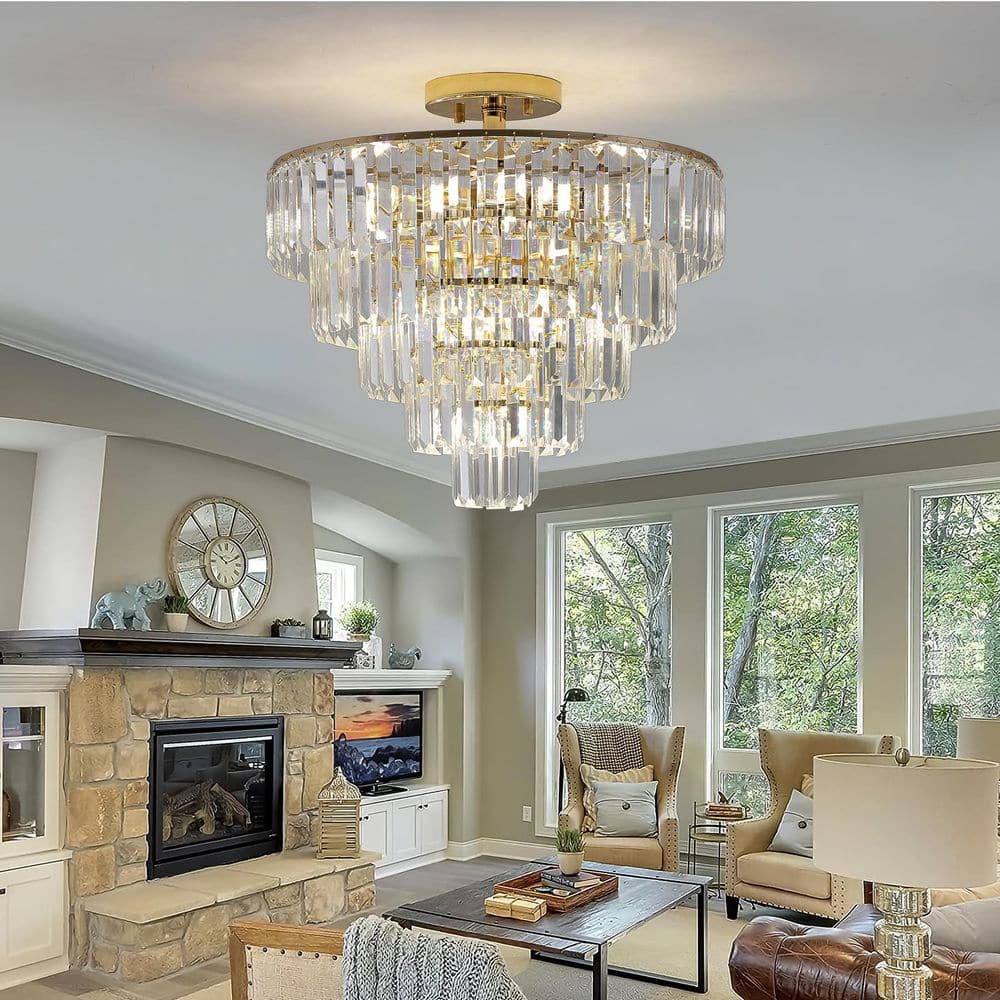 5-Tier 10-Light Gold Crystal Chandelier Lighting Luxury Modern Pendant Chandelier for Living Room Hotel Semi-Flush Mount price history on PriceWatchPro