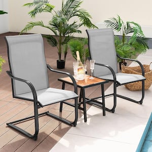 2-Piece C-Spring Motion Outdoor Dining Chairs All Weather Heavy-Duty Outdoor Gray
