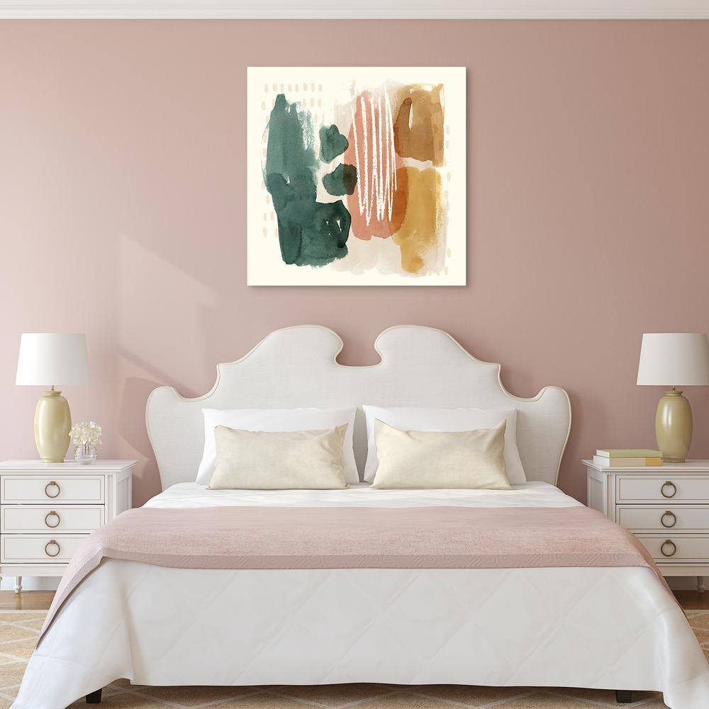 Ochre Echo III Abstract Colorful Frameless Tempered Glass Wall Art, 38" x 38"