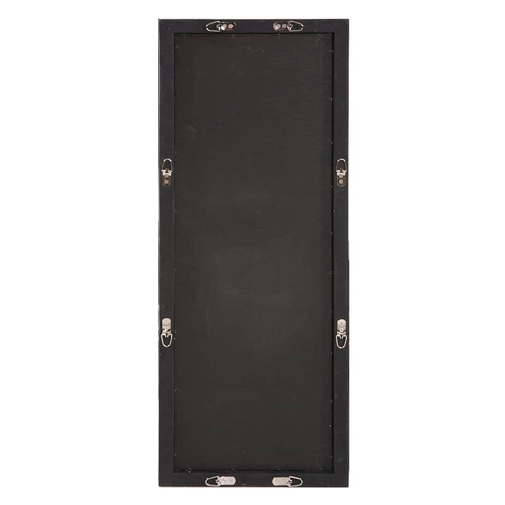 Silver Rectangular Wall Mirror with Circular Overlay, 38" x 15"