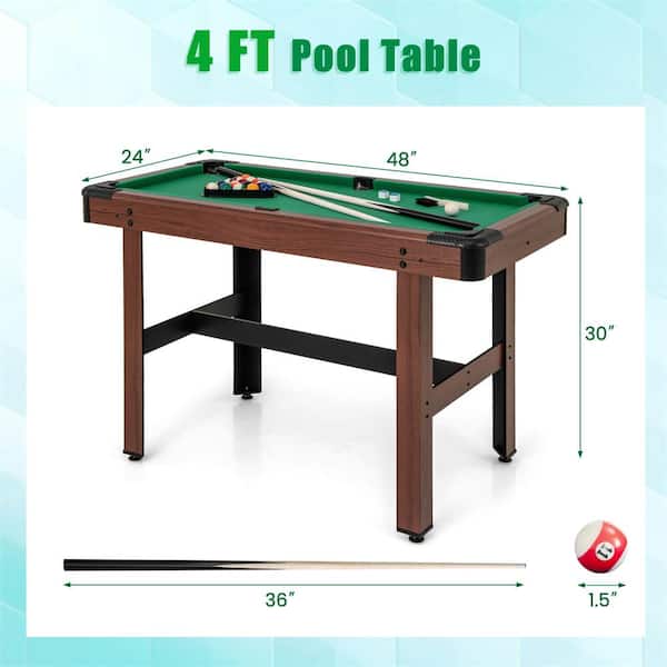 FISHTEC - Mini American Pool Table, Mobile Mini Pool Table, Green Felt Cover, 2 Cues, 16 Balls, Triangle And Chalk, Light Wood Color, Adult, 51 X 34 X