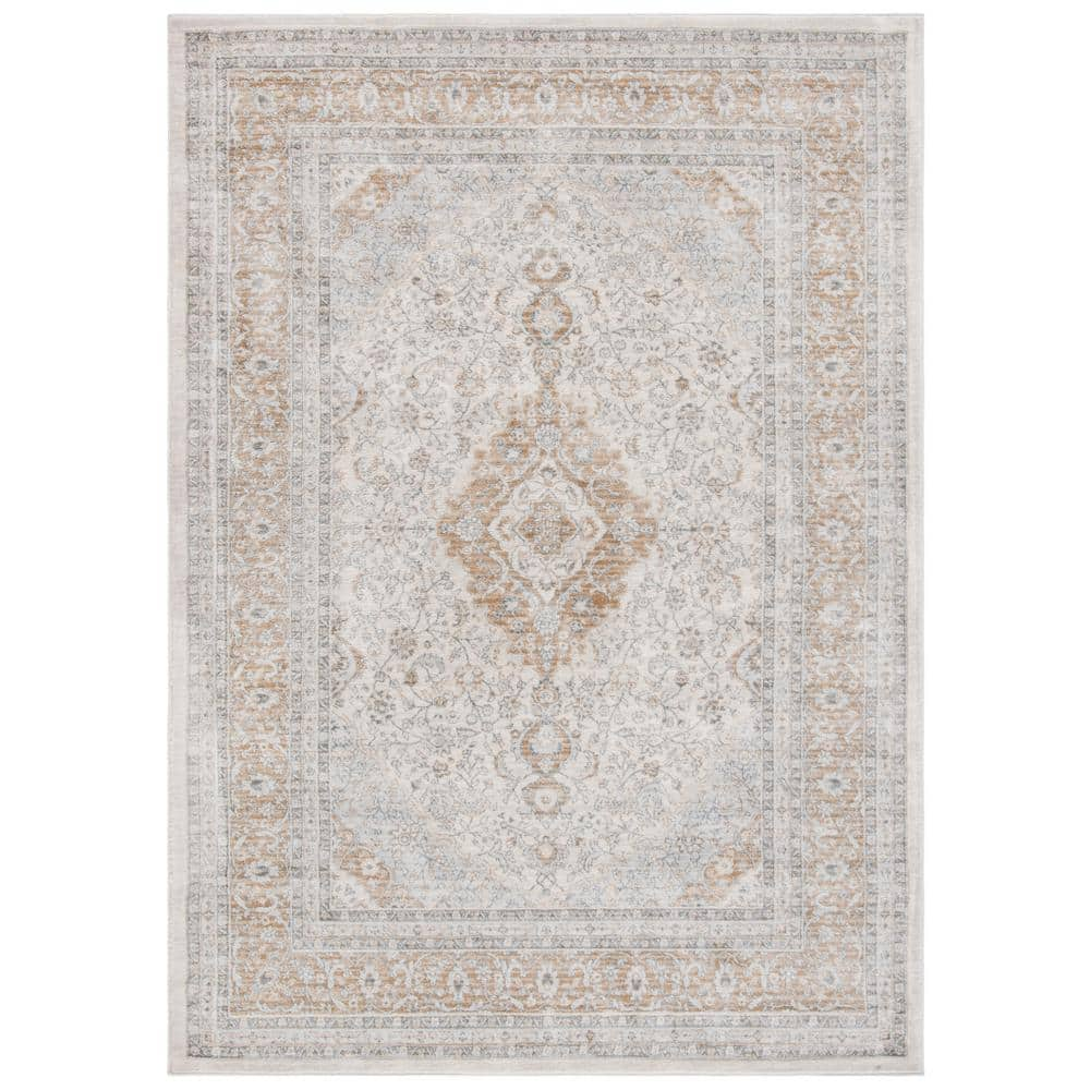 SAFAVIEH Isabella Cream/Beige 5 ft. x 8 ft. Antique Floral Area Rug ...