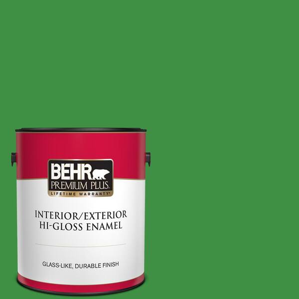 BEHR PREMIUM PLUS 1 gal. #440B-7 Par Four Green Hi-Gloss Enamel Interior/Exterior Paint