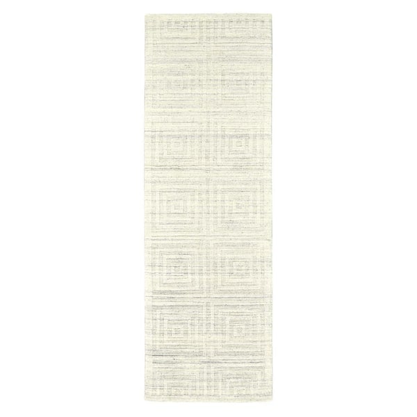 Ivory 2 ft. x 8 ft. Geometric Runner Rug
