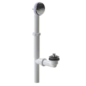 500 Series 16 in. Tubular Plastic Bath Waste with Lift and Turn Bathtub Stopper in Chrome Plated