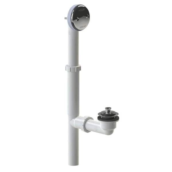 Watco 500 Series 16 in. Tubular Plastic Bath Waste with Lift and Turn Bathtub Stopper in Chrome Plated