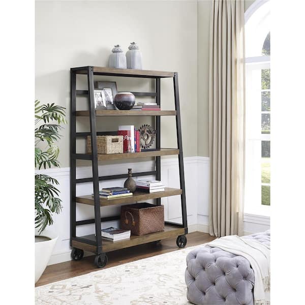 Ameriwood Wade Rustic Gray Mobile Ladder Bookcase