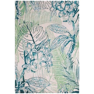 Reva Greige 3 ft. x 5 ft. Tropical Leaves Hand-Tufted Wool Area Rug