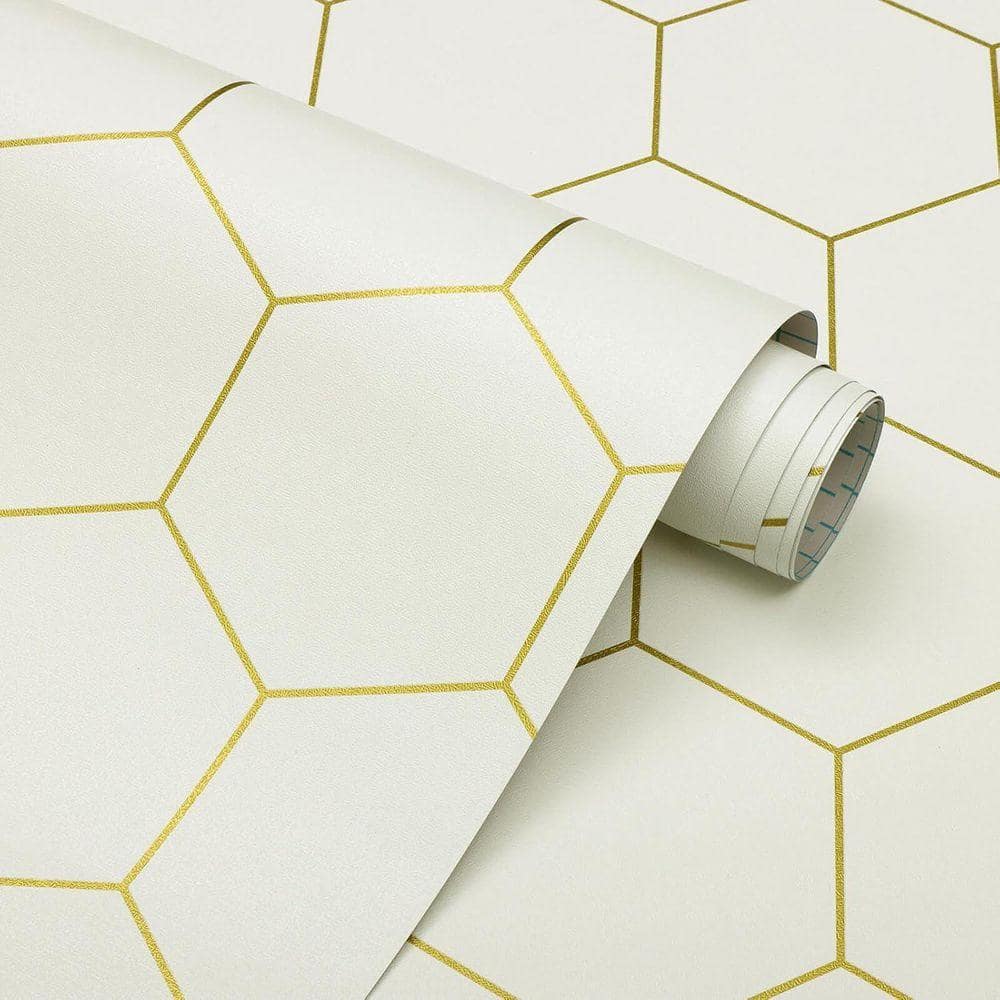 【PSA10】 デクスドルゴラモン ゴールドエッチング 背景B 15th Gold and Beige Geometric Hexagonal Contact Paper Peel and Stick