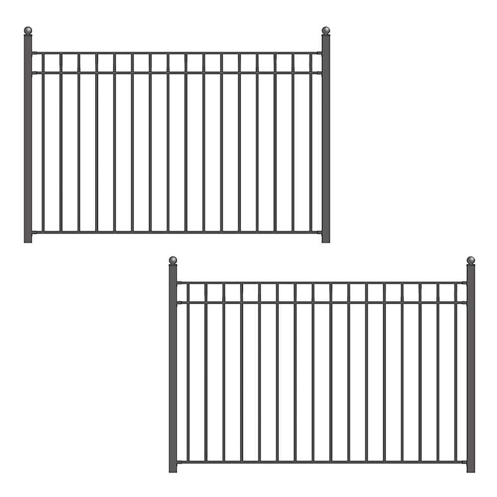 16 ft. x 5 ft. Madrid Style Security Fence Panels Steel Fence Kit 2-Panel G