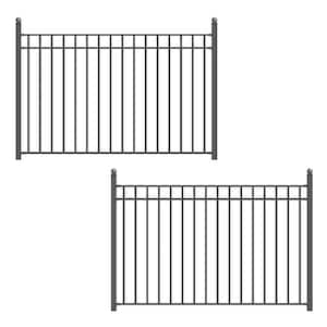 16 ft. x 5 ft. Madrid Style Security Fence Panels Steel Fence Kit 2-Panel Gate Fence