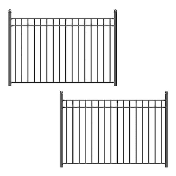 ALEKO 16 ft. x 5 ft. Madrid Style Security Fence Panels Steel Fence Kit 2-Panel Gate Fence