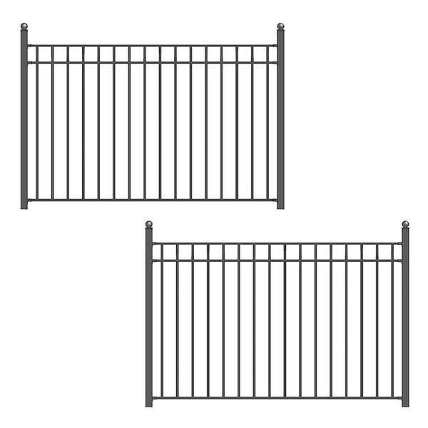 ALEKO 16 ft. x 5 ft. Madrid Style Security Fence Panels Steel Fence Kit 2-Panel Gate Fence