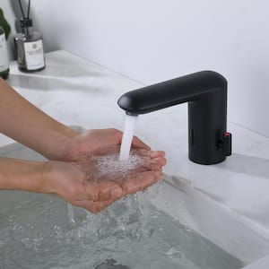 Commercial Single Hole Touchless Bathroom Sink Faucet Smart Automatic Sensor Basin Vanity Faucets in Matte Black