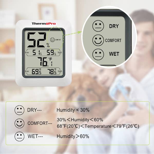 zingen kever opleggen ThermoPro TP50 Indoor Hygrometer Thermometer Humidity Monitor Weather  Station with Temperature Gauge TP-50 - The Home Depot