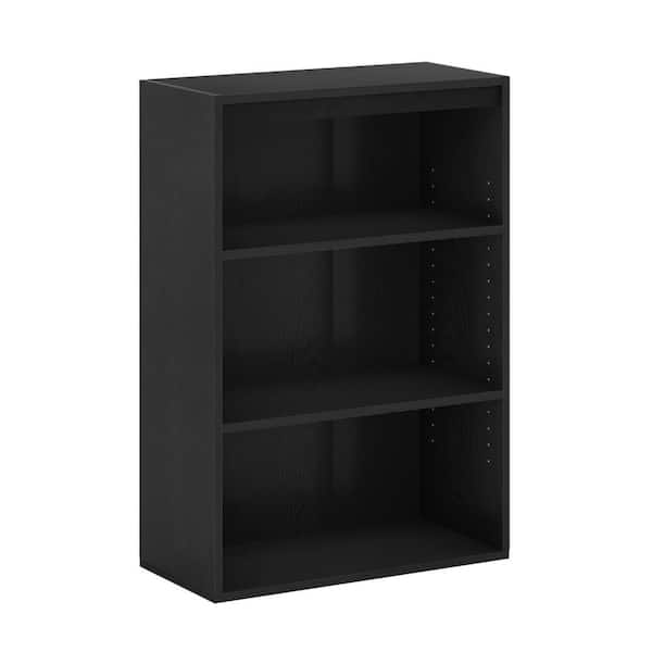 Furinno Pasir 36.1 in. Blackwood 3-Shelf Bookcase 11208BKW - The Home Depot