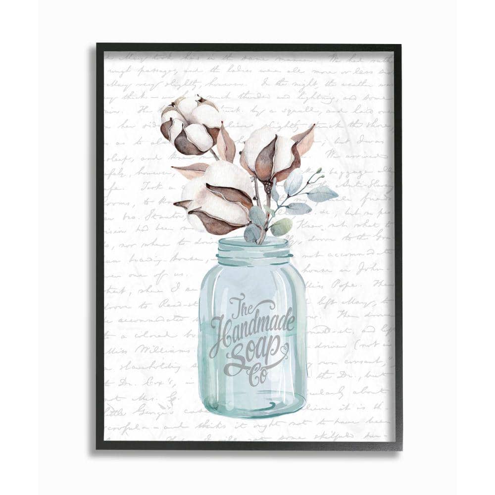 "11 in. x14 in. ""Handmade Soap Jar Cotton Flower Bathroom Word Design""by Lettered and LinedFramed Wall Art" price history on PriceWatchPro