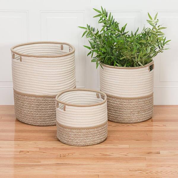 Colonial Mills Jaydon 10 in. x 10 in. x 12 in. Sand Round Polypropylene Braided Basket