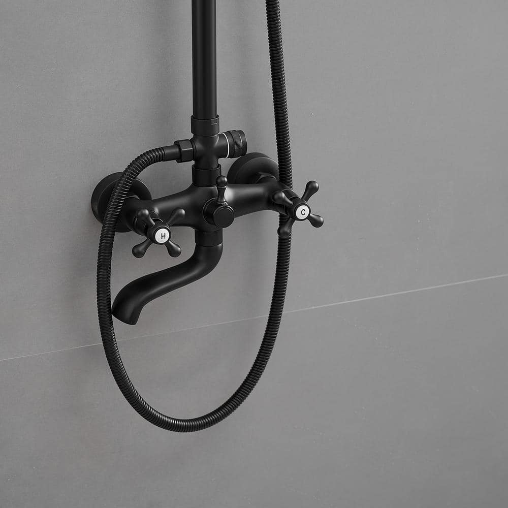 Matte Black Adjustable Height Dual Shower Head System