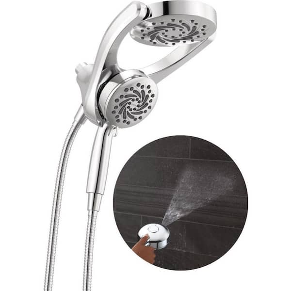 Delta HydroRain with Cleaning Spray 5-Spray Dual Wall Mount Fixed and Handheld Shower Head 1.75 GPM in Chrome