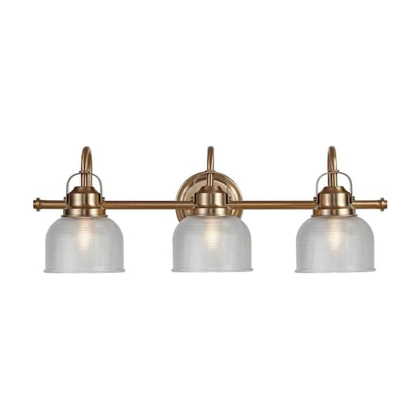 Virginia 25.25 in. 3-light Brass Gold Metal/Glass LED Vanity Light