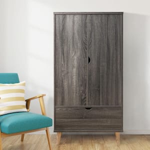 Satonia II Dark Gray Armoire with 2-Doors and 1-Drawer (60.25 in. H x 31.25 in. W x 20.75 in. D)