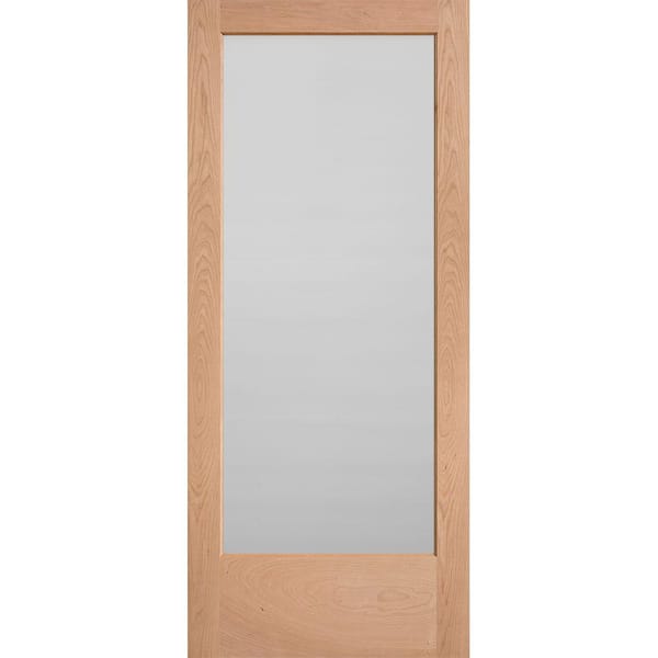 36 in. x 84 in. Cherry Veneer 1-Lite Solid Wood Interior Barn Door Slab