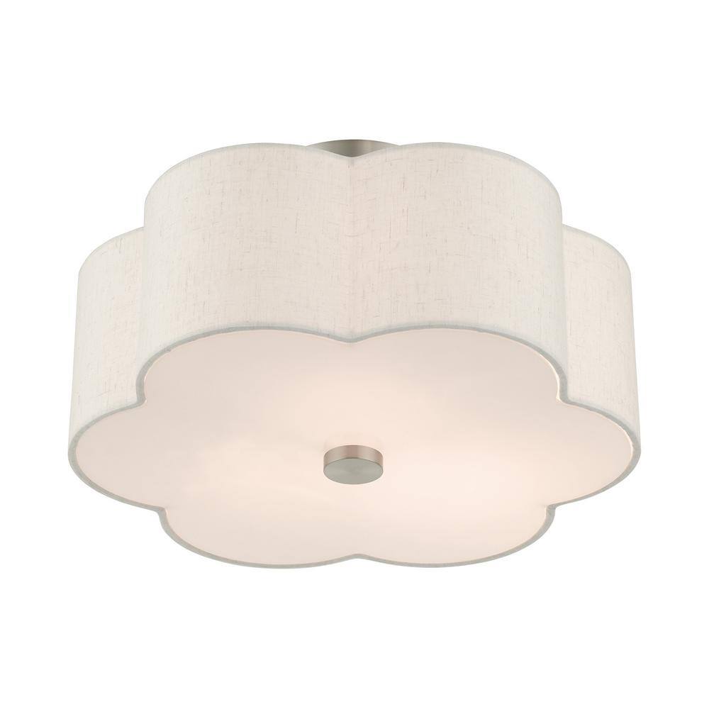 Solstice Brushed Nickel 3-Light LED Indoor/Outdoor Drum Flush Mount