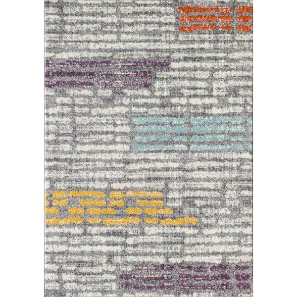 L'Baiet Alice Grey Striped 8 ft. x 10 ft. Area Rug