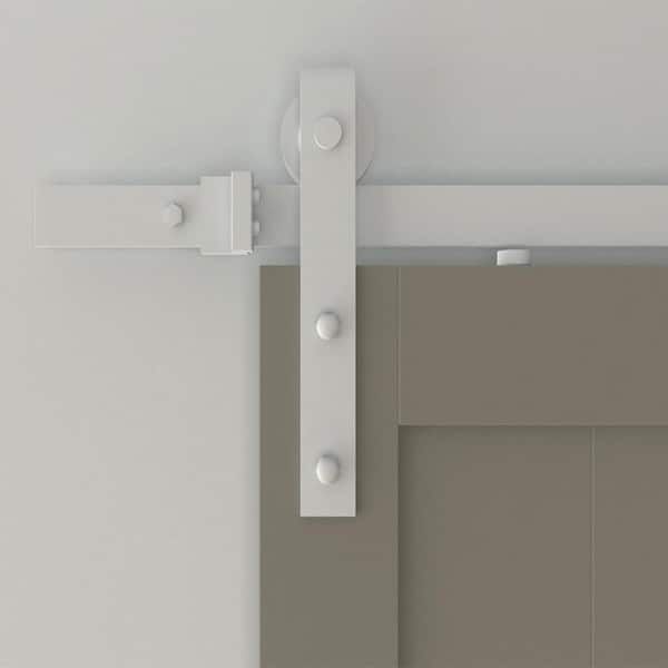 Quiet Glide 78-3/4 in. White Sliding Barn Door Hardware and Track Kit