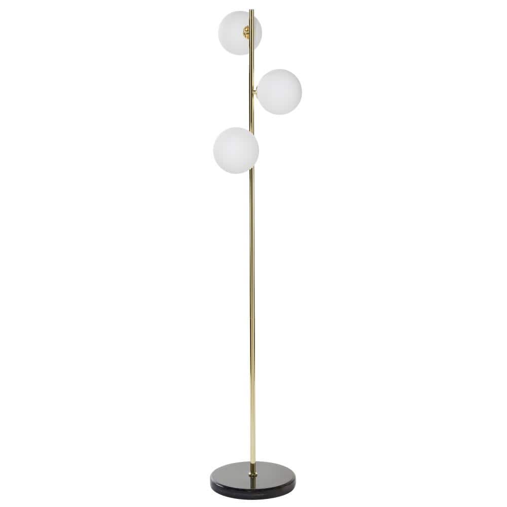 Gold and White 55" Modern Floor Lamp with Marble Base