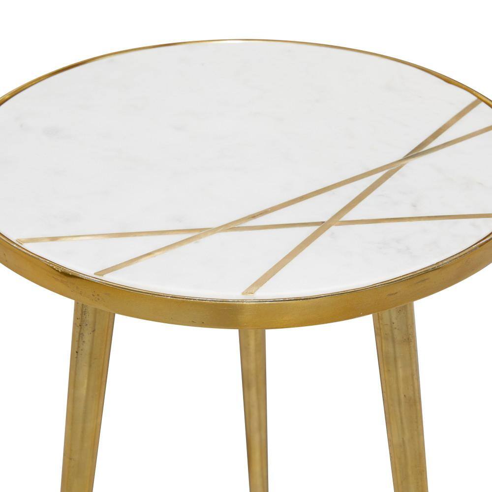 Elegant Round Marble Top Accent Table with Gold Metal Tripod Base