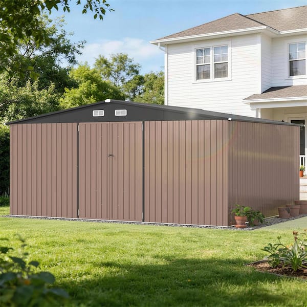 13.5 ft. W x 11.5 ft. D Outdoor Metal Shed with 4-Air Vents, Double Door ( 140 sq. ft. )
