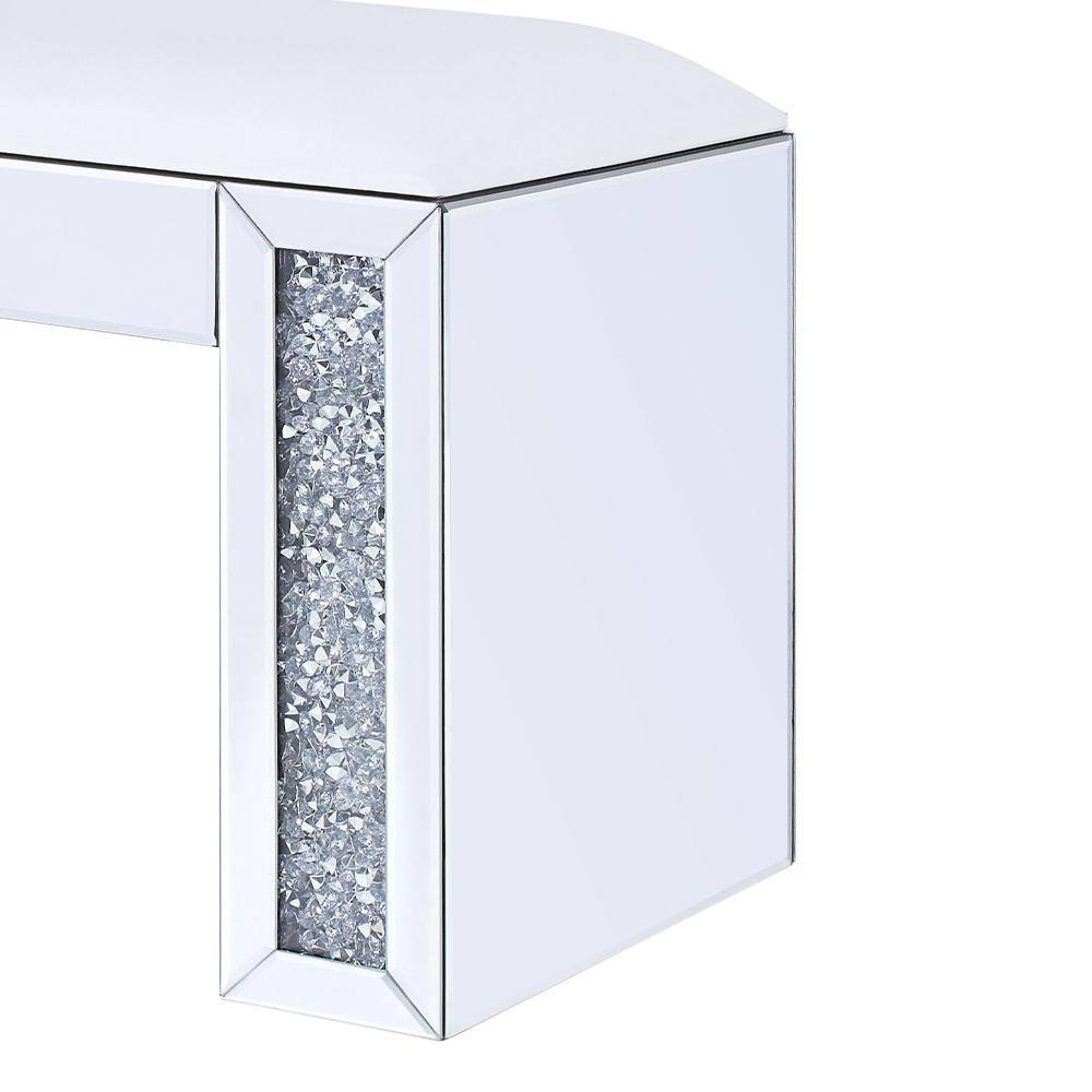 Mirrored Vanity Stool with Faux Diamond Inlay