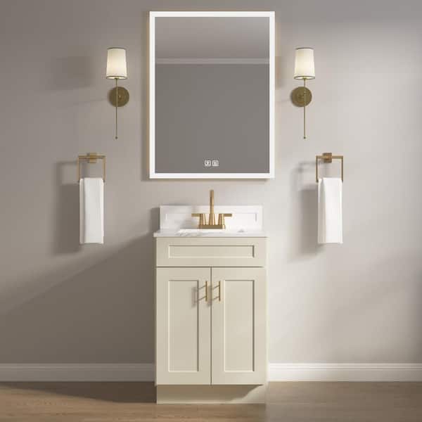 HOMLUX 24 in. W x 21 in. D x 34.5 in. H Ready to Assemble Bath Vanity Cabinet without Top in Shaker Antique White