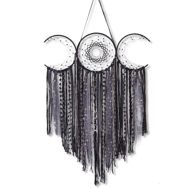 Unbranded Black 21.3 in x 35.4 in Cotton Moon Goddess Macrame Dreamcatcher