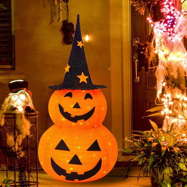 Angel Sar 3 ft. Pop Up Halloween Pre-Lit Light Up 50 LED Pumpkin